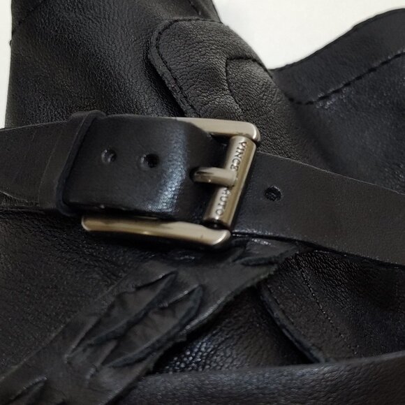 Vince Camuto Open-Toe Ankle Boots US 8.5M Leather Peep Toe Heels Buckle Detail - Picture 14 of 14